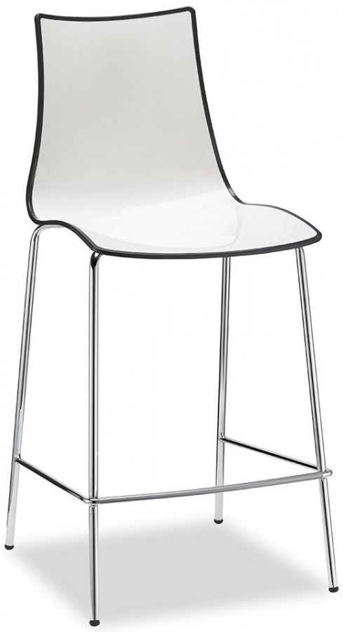 Стул полубарный пластиковый Scab Design Zebra Bicolore хром, белый, антрацит