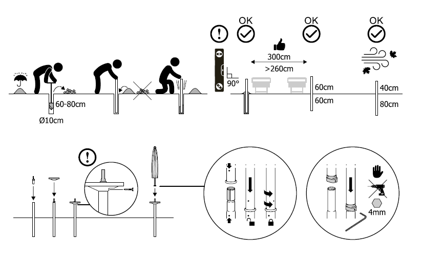 Опора со столиком для зонта Table