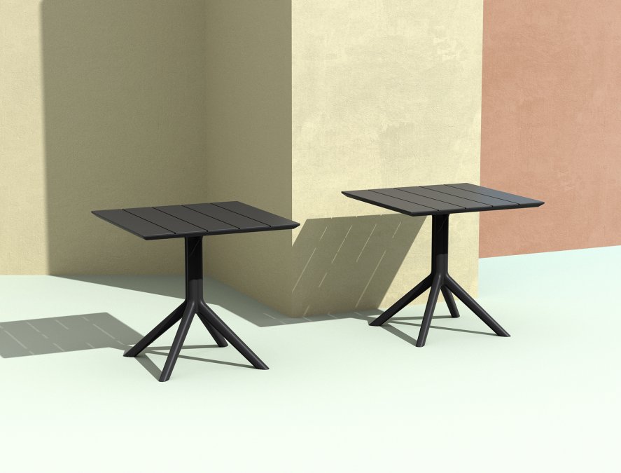 Стол пластиковый Paris Table 80, черный, 800х800х740 мм
