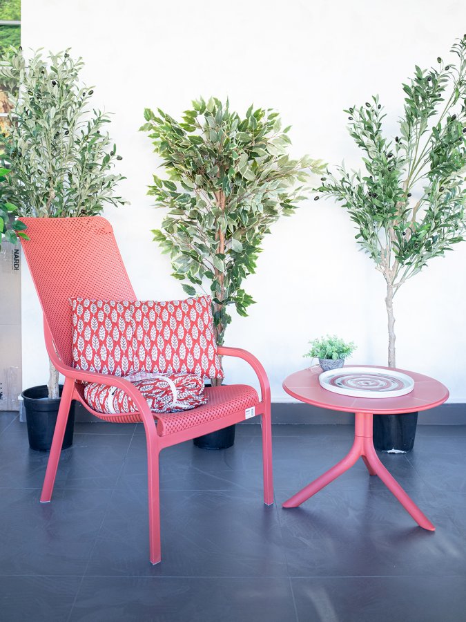 Стол пластиковый обеденный Spritz + Spritz Mini, красный, Ø605х400-765 мм