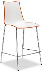 Стул полубарный пластиковый Scab Design Zebra Bicolore хром, белый, оранжевый