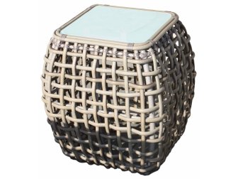 Столик плетеный со стеклом приставной-thumbs-Фото2