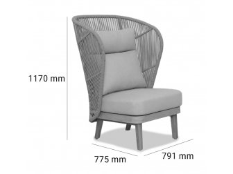 Лаунж-кресло плетеное с высокой спинкой и пуфом-thumbs-Фото3