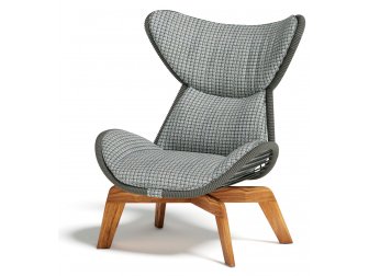 Кресло лаунж плетеное с высокой спинкой и подушками-thumbs-Фото1