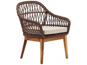 Кресло деревянное плетеное с подушкой-thumbs-Фото1