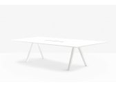 Стол с каналом для протяжки проводов PEDRALI Arki-Table CC Compact металл, HPL белый Фото 1