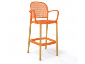 Кресло пластиковое барное Gaber Panama BLB бук, технополимер оранжевый Фото 1