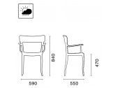 Кресло пластиковое PAPATYA Hera-K полипропилен, стекловолокно, поликарбонат белый, черный Фото 2