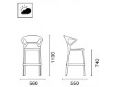 Кресло пластиковое барное PAPATYA Ego-K Bar алюминий, полипропилен, стекловолокно, поликарбонат белый, черный Фото 2