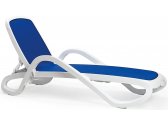 Шезлонг-лежак пластиковый Nardi Alfa полипропилен, текстилен белый, синий Фото 1