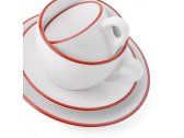 Кофейная пара для эспрессо Ancap Verona Rims фарфор красный, ободок на чашке/блюдце Фото 4