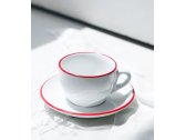 Кофейная пара для капучино Ancap Verona Rims фарфор красный, ободок на чашке/блюдце Фото 5