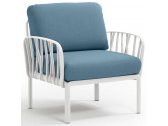 Кресло пластиковое с подушками Nardi Komodo Poltrona стеклопластик, Sunbrella белый, синий Фото 1