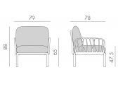 Кресло пластиковое с подушками Nardi Komodo Poltrona стеклопластик, Sunbrella антрацит, синий Фото 2