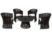 Обеденный комплект плетеной мебели KVIMOL KM-0009 алюминий, искусственный ротанг черный, бежевый Фото 2