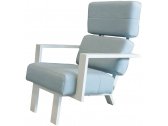 Кресло-шезлонг с пуфом Grattoni Nozum алюминий, ткань sunbrella белый, светло-серый Фото 2