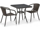 Комплект плетеной мебели Afina T282BNT/Y137C-W53 Brown 2Pcs искусственный ротанг, сталь коричневый Фото 1