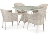 Комплект плетеной мебели Afina T190B/Y350A-W85-90x90 Latte 4Pcs искусственный ротанг, сталь латте Фото 1