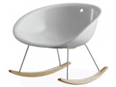 Кресло-качалка пластиковая PEDRALI Gliss Swing ясень, сталь, технополимер беленый ясень, хромированный,белый Фото 1
