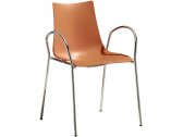 Кресло пластиковое Scab Design Zebra Technopolymer сталь, технополимер хром, оранжевый Фото 1