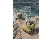 Кресло деревянное лаунж левое с подушками Ethimo Rafael тик, полипропилен натуральный, голубой Фото 7
