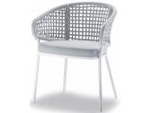 Кресло плетеное с подушкой Grattoni Atol алюминий, роуп, олефин белый, светло-серый Фото 1