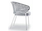 Кресло плетеное с подушкой Grattoni Atol алюминий, роуп, олефин белый, светло-серый Фото 3