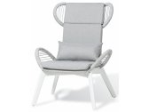 Кресло плетеное Grattoni Fiji алюминий, роуп, олефин белый, светло-серый Фото 1