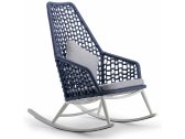 Кресло-качалка плетеное Grattoni Kos алюминий, роуп, олефин белый, синий, светло-серый Фото 1