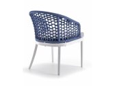 Кресло плетеное с подушкой Grattoni Kos алюминий, роуп, олефин белый, синий, светло-серый Фото 3