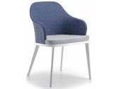 Кресло металлическое с обивкой Grattoni Lindos алюминий, текстилен, акрил белый, синий Фото 1