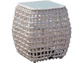 Столик плетеный со стеклом приставной Skyline Design Dynasty алюминий, искусственный ротанг, закаленное стекло белый Фото 1