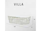 Столик плетеный со стеклом журнальный Skyline Design Villa алюминий, искусственный ротанг, закаленное стекло белый Фото 3