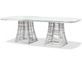 Стол плетеный со стеклом Skyline Design Villa алюминий, искусственный ротанг, закаленное стекло белый Фото 1