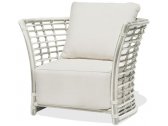 Кресло плетеное с банкеткой Skyline Design Villa алюминий, искусственный ротанг, sunbrella белый, бежевый Фото 4