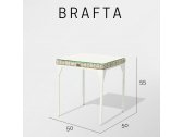 Столик плетеный со стеклом приставной Skyline Design Brafta алюминий, искусственный ротанг, закаленное стекло белый, бежевый Фото 3