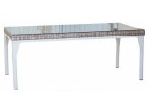 Стол со стеклом плетеный Skyline Design Brafta алюминий, искусственный ротанг, закаленное стекло белый, бежевый Фото 1