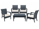 Комплект пластиковой плетеной мебели Siesta Contract Miami Lounge Set-2 стеклопластик, полиэстер антрацит Фото 1