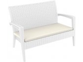 Диван пластиковый плетеный двухместный с подушкой Siesta Contract Miami Lounge Sofa стеклопластик, полиэстер белый Фото 1