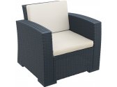 Кресло пластиковое плетеное с подушками Siesta Contract Monaco Lounge стеклопластик, полиэстер антрацит Фото 1