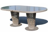 Стол плетеный со стеклом Skyline Design Dynasty алюминий, искусственный ротанг, закаленное стекло серый Фото 1