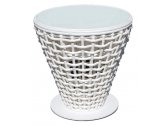 Столик плетеный со стеклом кофейный Skyline Design Dynasty алюминий, искусственный ротанг, закаленное стекло белый Фото 1