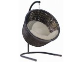 Кресло плетеное подвесное с подушками Skyline Design Mercy алюминий, искусственный ротанг, sunbrella черный, бежевый Фото 1