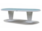 Стол плетеный со стеклом Skyline Design Dynasty алюминий, искусственный ротанг, закаленное стекло белый Фото 1