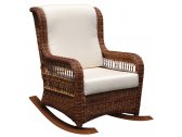 Кресло-качалка плетеное с подушками Skyline Design Ebony алюминий, искусственный ротанг, sunbrella бронзовый, бежевый Фото 1