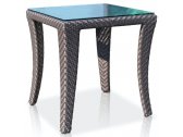 Столик плетеный со стеклом журнальный Skyline Design Madison алюминий, искусственный ротанг, закаленное стекло мокка Фото 1