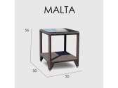 Столик плетеный со стеклом приставной Skyline Design Malta алюминий, искусственный ротанг, закаленное стекло белый Фото 3