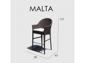 Кресло плетеное с подушкой барное Skyline Design Malta алюминий, искусственный ротанг, sunbrella мокка, бежевый Фото 4