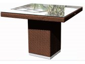 Стол плетеный со стеклом Skyline Design Pacific алюминий, искусственный ротанг, закаленное стекло бронзовый Фото 1