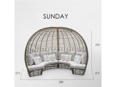 Лаунж-диван плетеный Skyline Design Sunday алюминий, искусственный ротанг, sunbrella белый, бежевый Фото 4